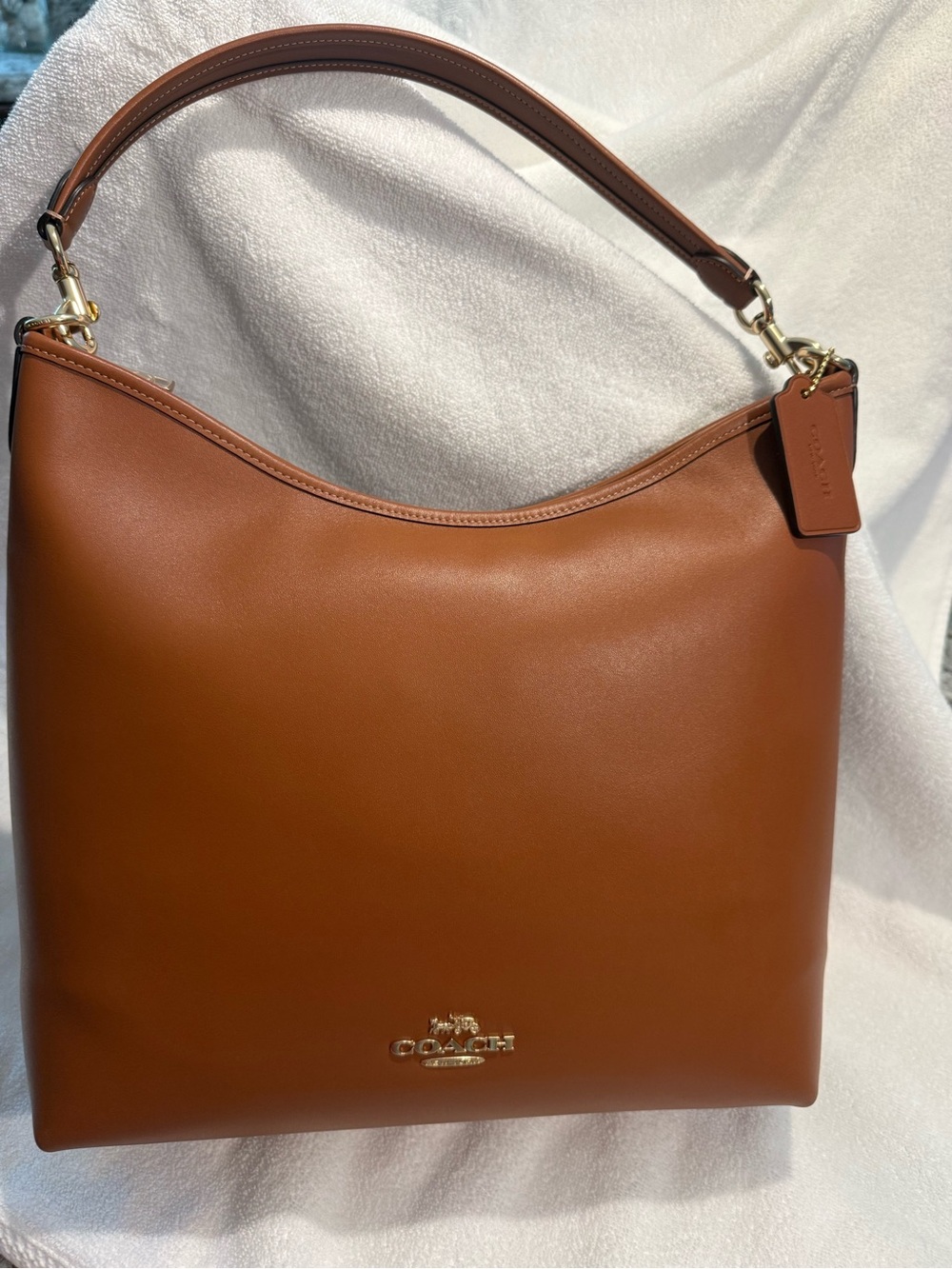 Coach Smooth Leather Shoulder Bag in Cognac